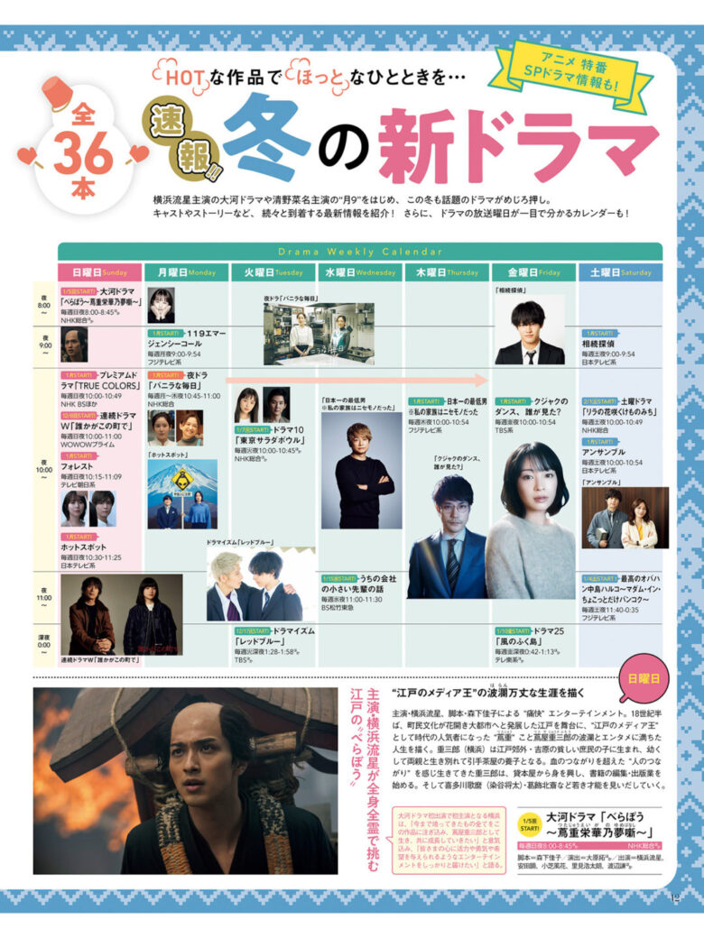 月刊ザテレビジョン 首都圏版 2025年1月号 2025年冬季日剧介绍 ​​​ - 偶像便利店