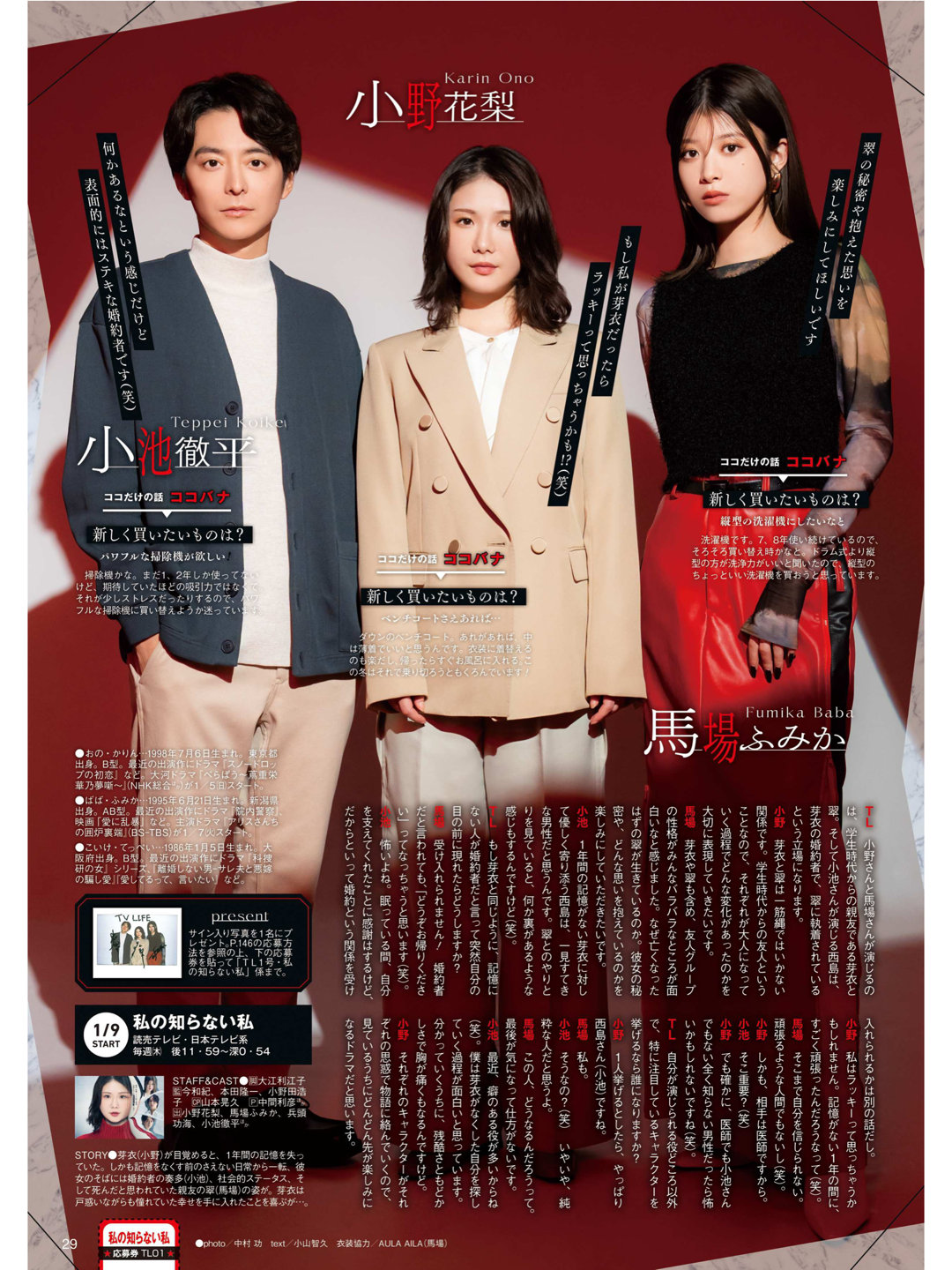 小野花梨 马场富美加 小池彻平 TVLIFE 2025 No.1 - 偶像便利店